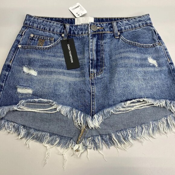 One Teaspoon “Junkyard” Low-Waist Denim Mini Skirt – Size 27 (NWT) - Picture 1 of 11